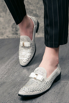 Zapatos de fiesta con cuentas blanco lazo