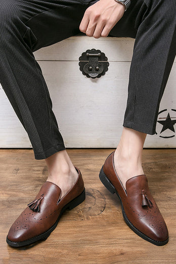 Zapatos de hombre con flecos de cuero negro