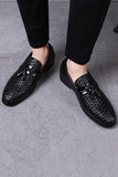 Zapatos negros de cuero con fleco para hombre
