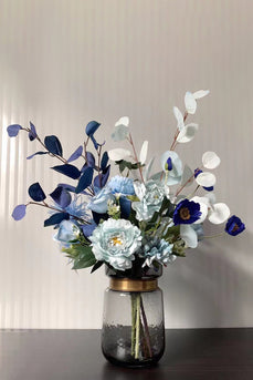 Flores de entrega de boda de imitación azul (jarrón no incluido)