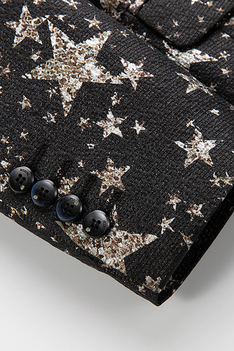 Cargar imagen en el visor de la galería, Blazer Masculino Negro Estrellas