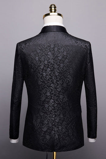 Negro 2 Piezas Jacquard Trajes de Boda Hombre