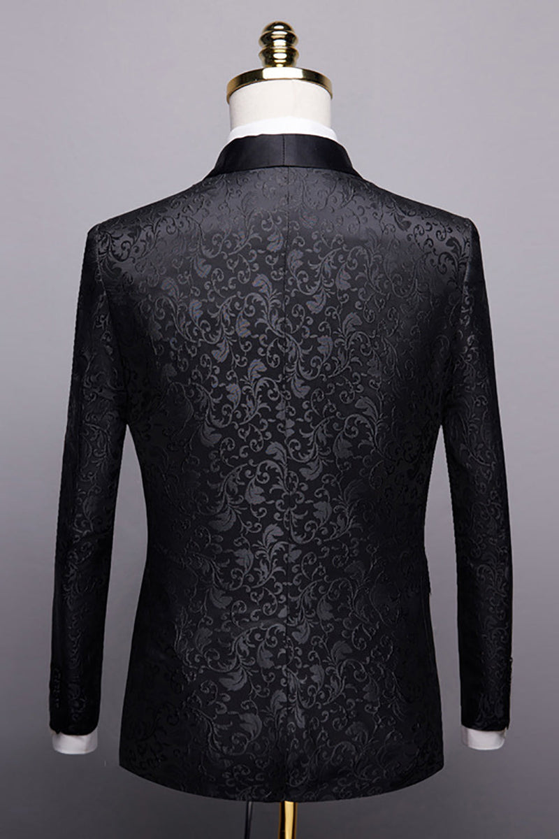 Cargar imagen en el visor de la galería, Negro 2 Piezas Jacquard Trajes de Boda Hombre