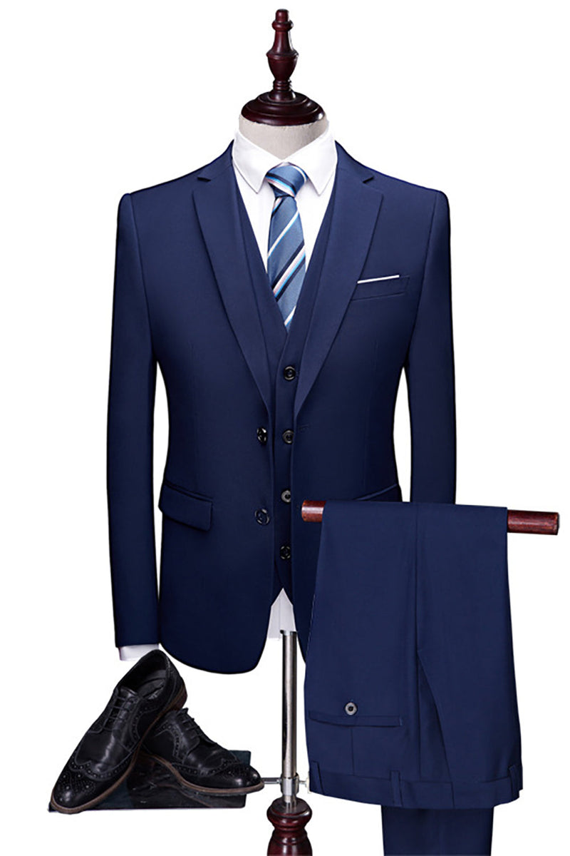 Cargar imagen en el visor de la galería, Azul Marino 3 Piezas Slim Fit Casual Tuxedo Suits