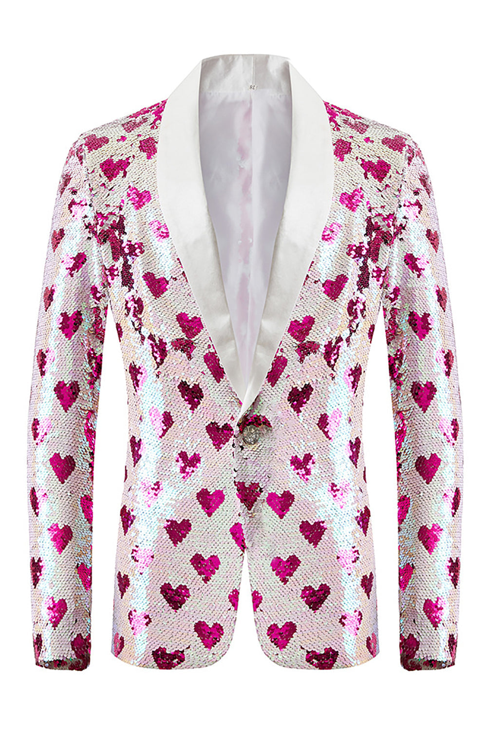 Rosa Lentejuelas Chal Solapa Blazer Hombre