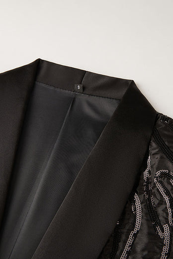 Blazer Negro Jacquard One Button Hombre
