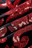 Cargar imagen en el visor de la galería, Lentejuelas Rojo Patrón Floral Trajes de Hombro 2 Piezas
