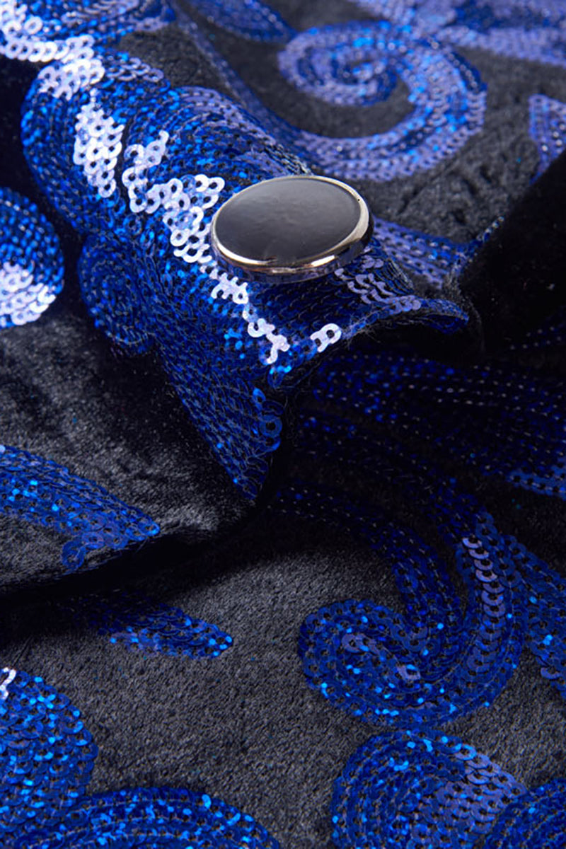 Cargar imagen en el visor de la galería, Azul Real Lentejulas 2 Piezas Trajes Masculinos