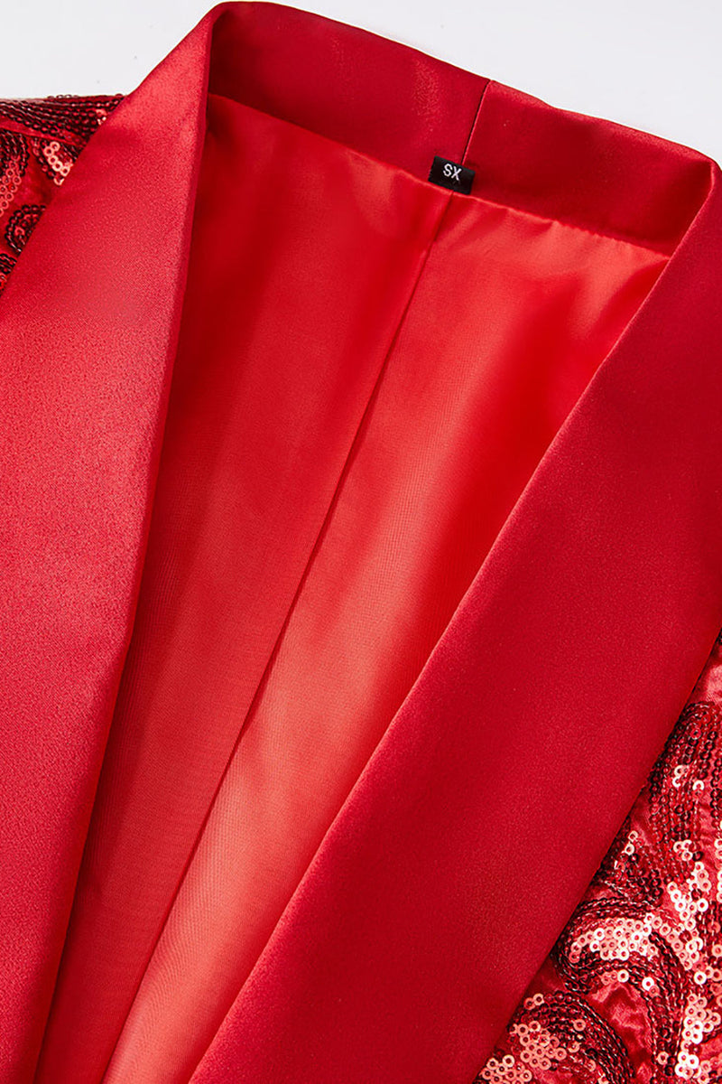 Cargar imagen en el visor de la galería, Glitter Red Sequins Blazer Masculino