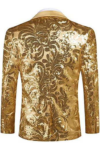 Chal Dorado Solapa Lentejuelas Blazer Hombre
