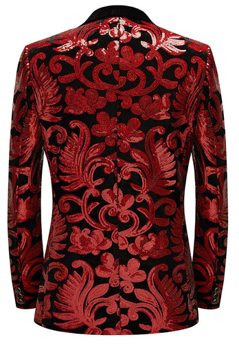 Glitter Red Sequins 2 Piece Trajes de Hombre