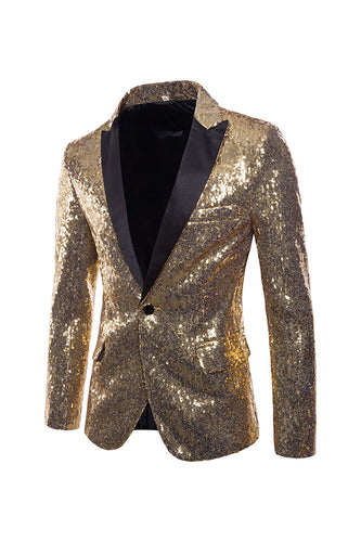 Dorado Solapa Blazer para fiesta con muescas
