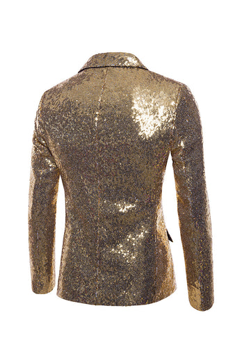 Dorado Solapa Blazer para fiesta con muescas