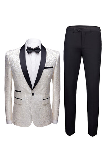 Blanco Solapa Hombre 2 Piezas Trajes Para Fiesta