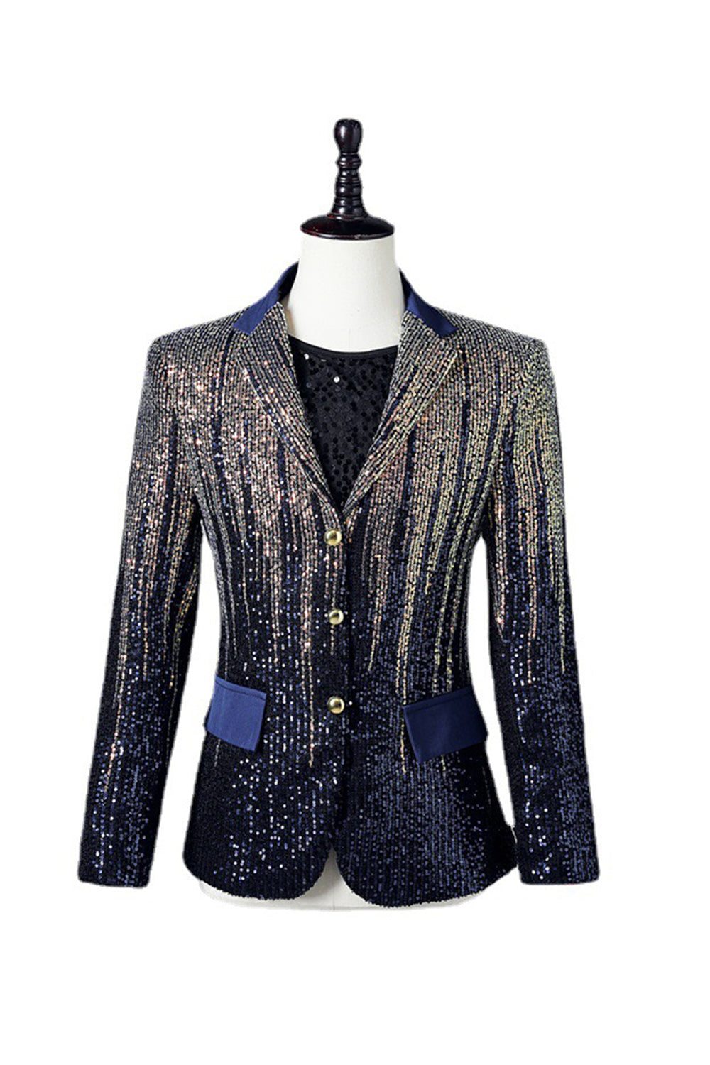 Multicolor Lentejuelas Blazer Para Hombre Un Solo Pecho