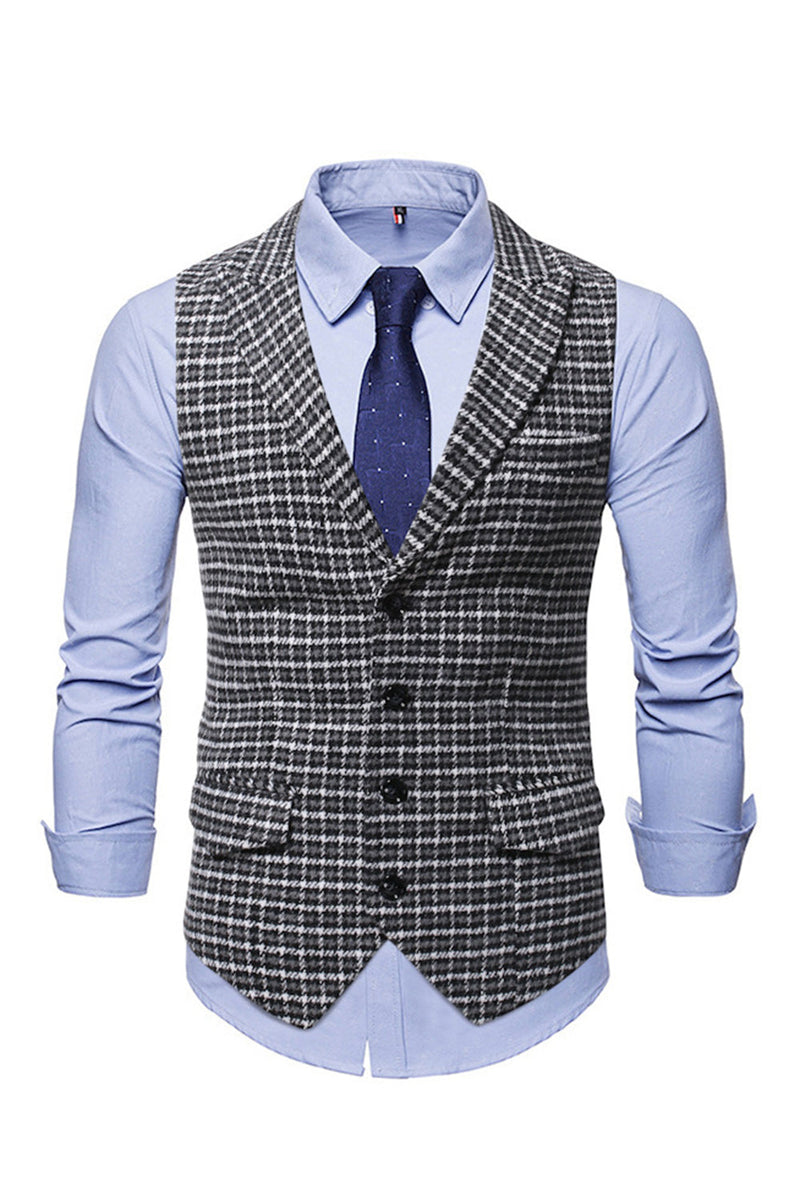 Cargar imagen en el visor de la galería, Chaleco de traje para hombre un solo pecho cuello de solapa