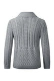 Gris Suéter de punto para hombre solapa cardigan