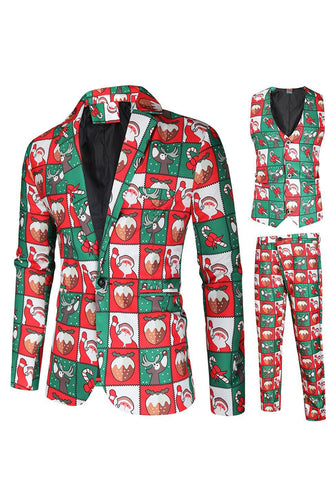 Rojo y verde 3 piezas trajes de Navidad