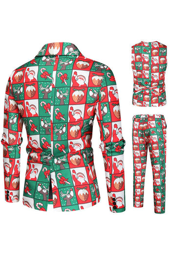 Rojo y verde 3 piezas trajes de Navidad