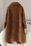 Abrigo largo de lana solapa con muescas marrón