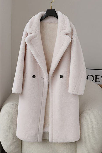 Abrigo largo de lana solapa con muescas marrón