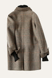Mezcla de lana gris abrigo a cuadros cuello de solapa un botón