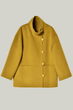 Marfil botones cuello alto abrigo de lana