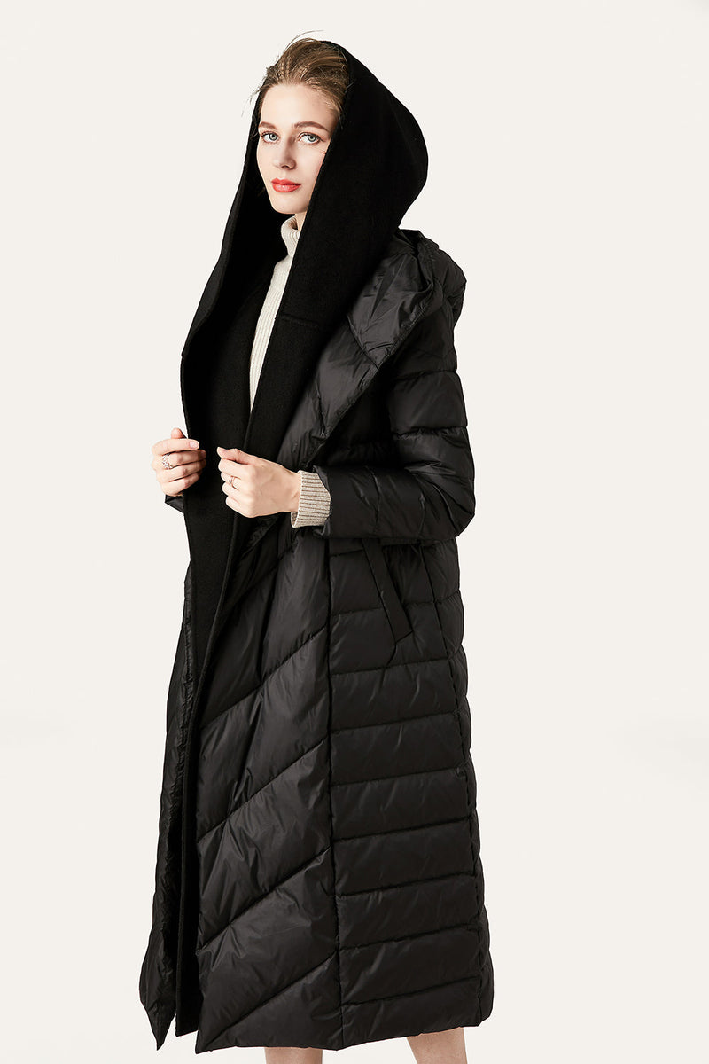 Cargar imagen en el visor de la galería, Chaqueta acolchada botón negro capucha piel sintética