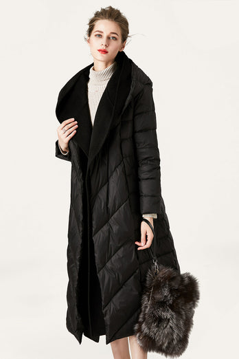 Chaqueta acolchada botón negro capucha piel sintética