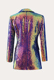 Lentejuelas púrpuras brillantes Prom Homecoming Blazer de mujer