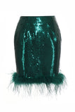 Lentejuelas Verde Oscuro Brillante 2 Piezas Blazer de Mujer con Falda