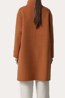 Cuello asimétrico marrón Abrigo largo de lana de gran tamaño