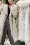 Abrigo de piel sintética de piel sintética de piel de oveja largo esponjoso de frente abierto blanco