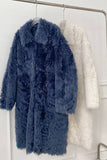 Abrigo largo casual de botonadura simple Abrigo de cuello de solapa de piel sintética