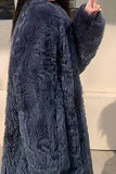Abrigo largo casual de botonadura simple Abrigo de cuello de solapa de piel sintética