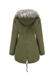 Abrigo polar verde militar con capucha de invierno cálido y forro polar