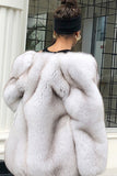 Abrigo de mujer de piel sintética de gran tamaño abierto blanco