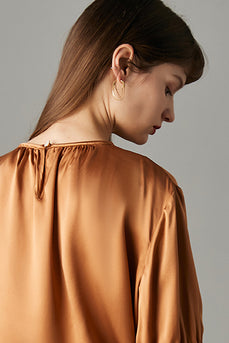 Blusa Marrón Seda Gran Tamaño