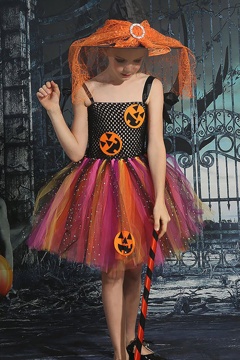 Cargar imagen en el visor de la galería, Tul negro brillante Halloween Girl Dress