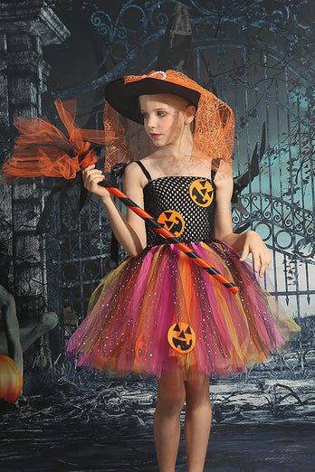 Tul negro brillante Halloween Girl Dress