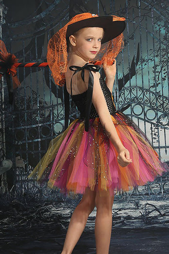 Tul negro brillante Halloween Girl Dress
