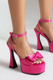 Chunky Hot Pink High Heel Sandalias con lazo