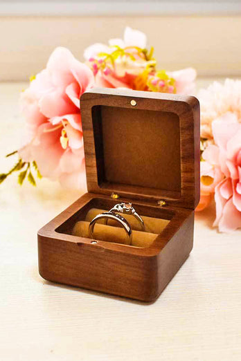 Caja de anillo de madera Propuesta de boda Caja de anillo de diamante