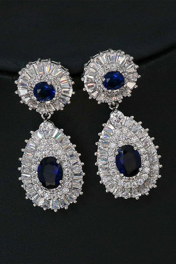 Royal Blue Crystal Collar Pendiente Conjunto de Joyas
