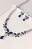 Cargar imagen en el visor de la galería, Royal Blue Butterfly Crystal Drop Pendientes Collar Conjunto de Joyas