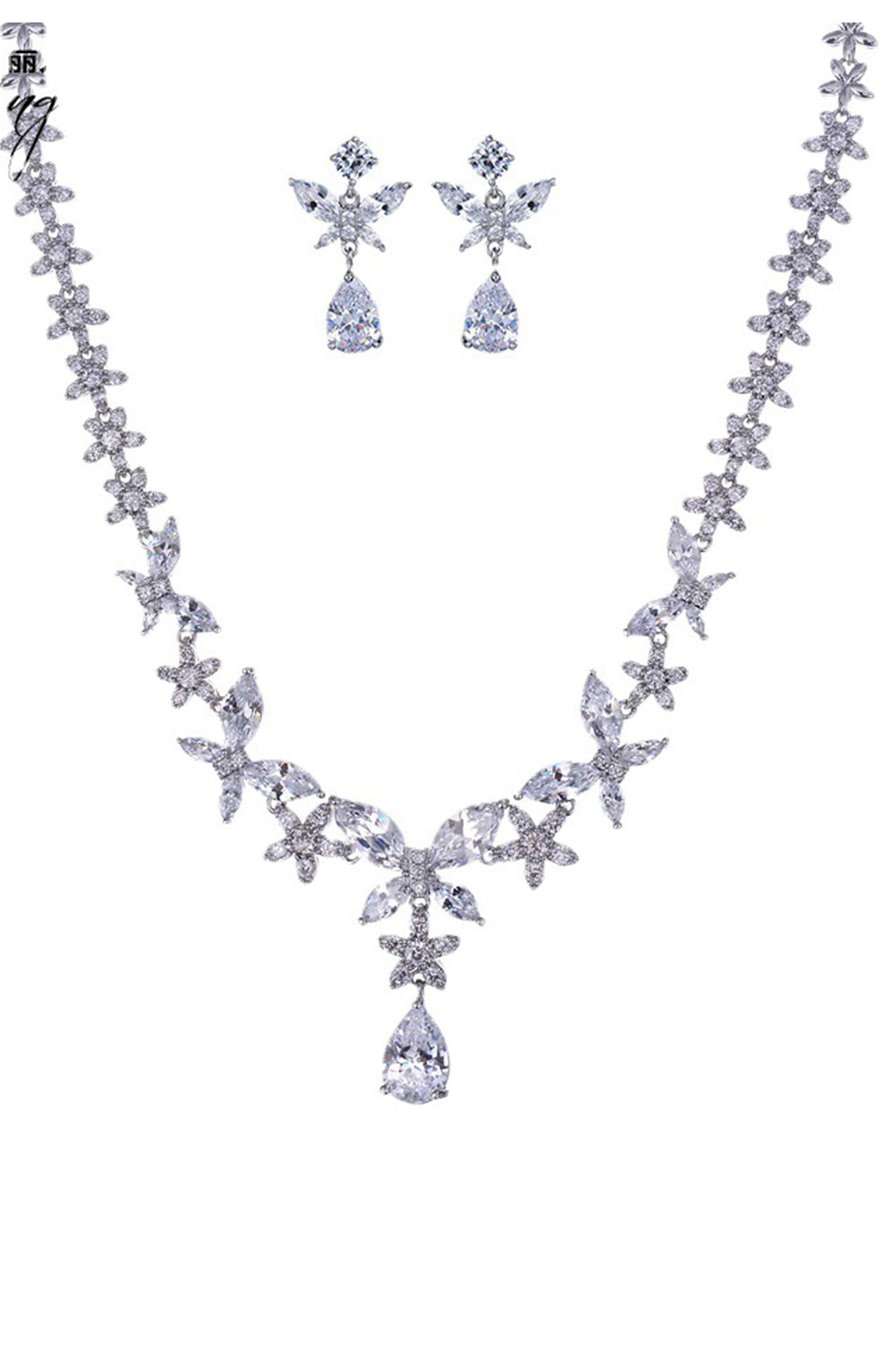 Royal Blue Butterfly Crystal Drop Pendientes Collar Conjunto de Joyas