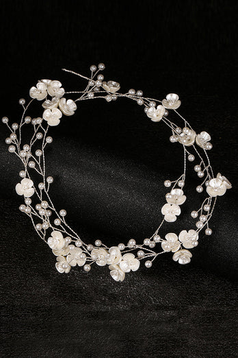 Diadema de novia blanca de flor