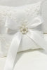 Cargar imagen en el visor de la galería, Ivory Lace Pearl Bowknot Ring Bearer Pillow