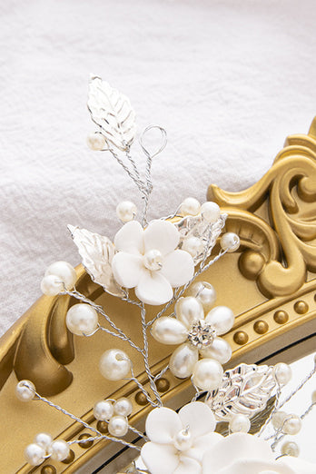 Diadema Perla Flores Blancas