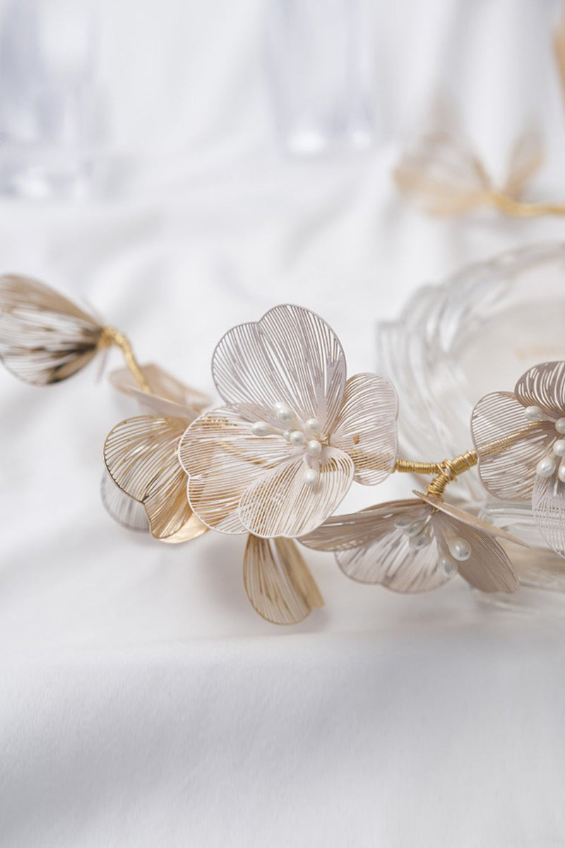 Cargar imagen en el visor de la galería, Diadema Champagne Pearl Flowers